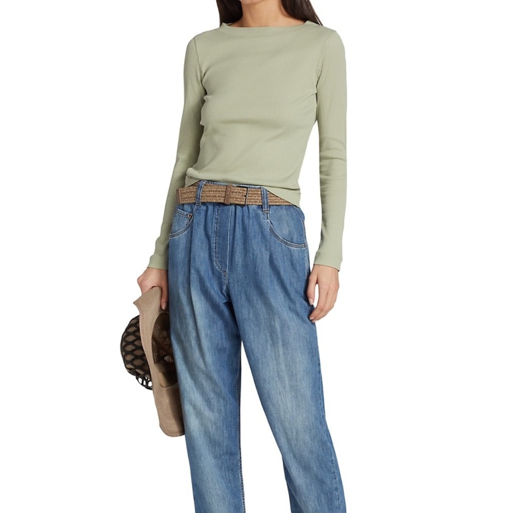Brunello Cucinelli Ribbed Long Sleeve Tee